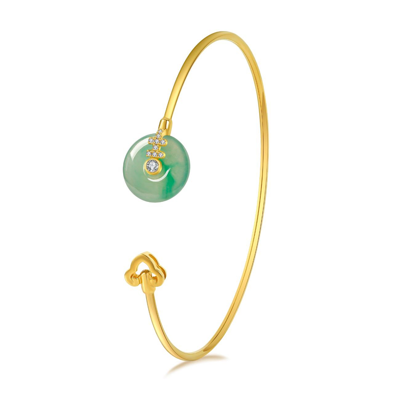 Iris Bangle | Classic yellow bakelite bangle with inlay and stones.