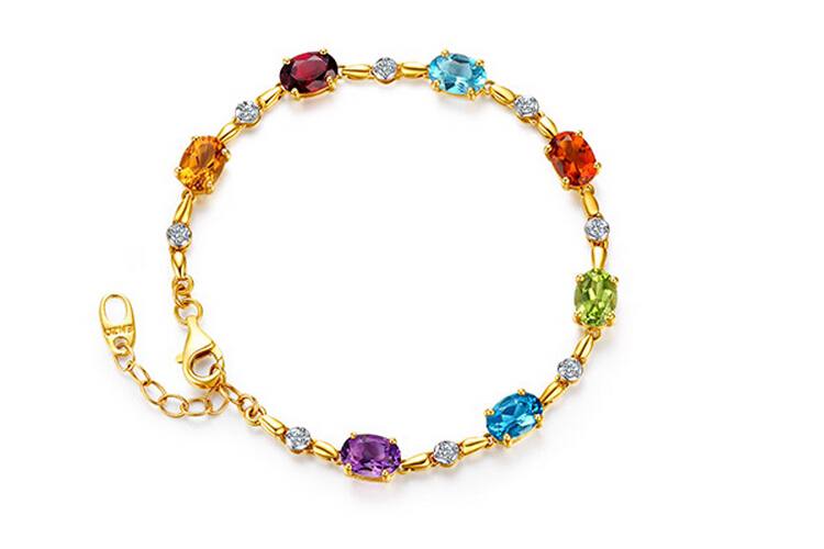 Iris Bangle | Classic yellow bakelite bangle with inlay and stones.