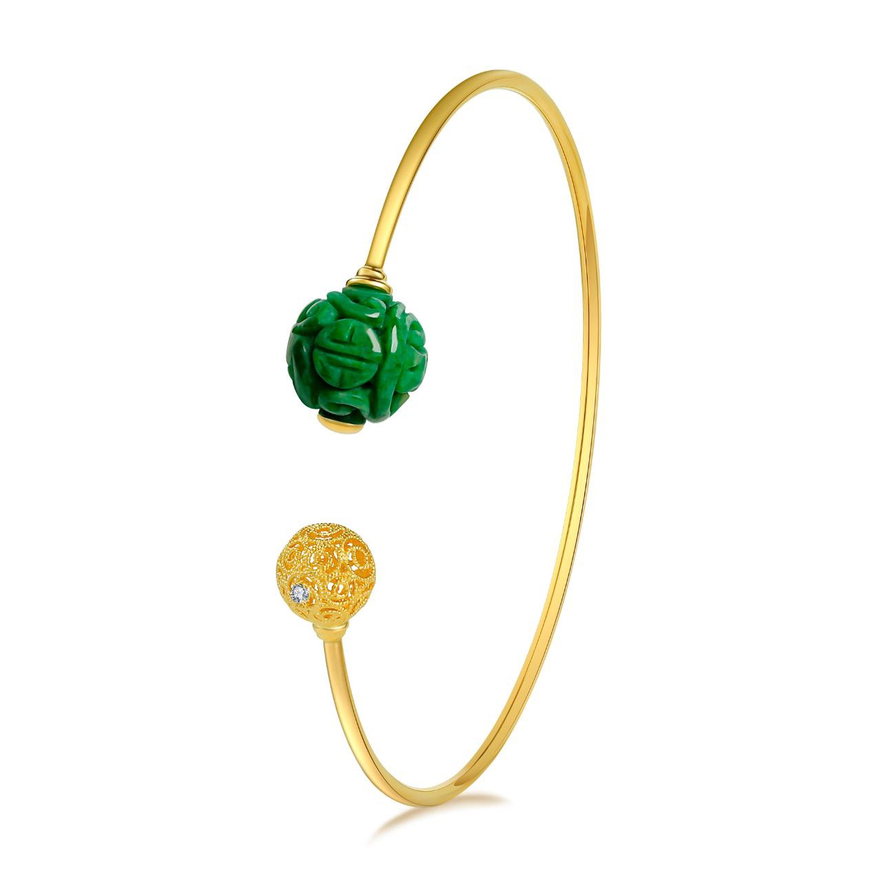 Iris Bangle | Classic yellow bakelite bangle with inlay and stones.