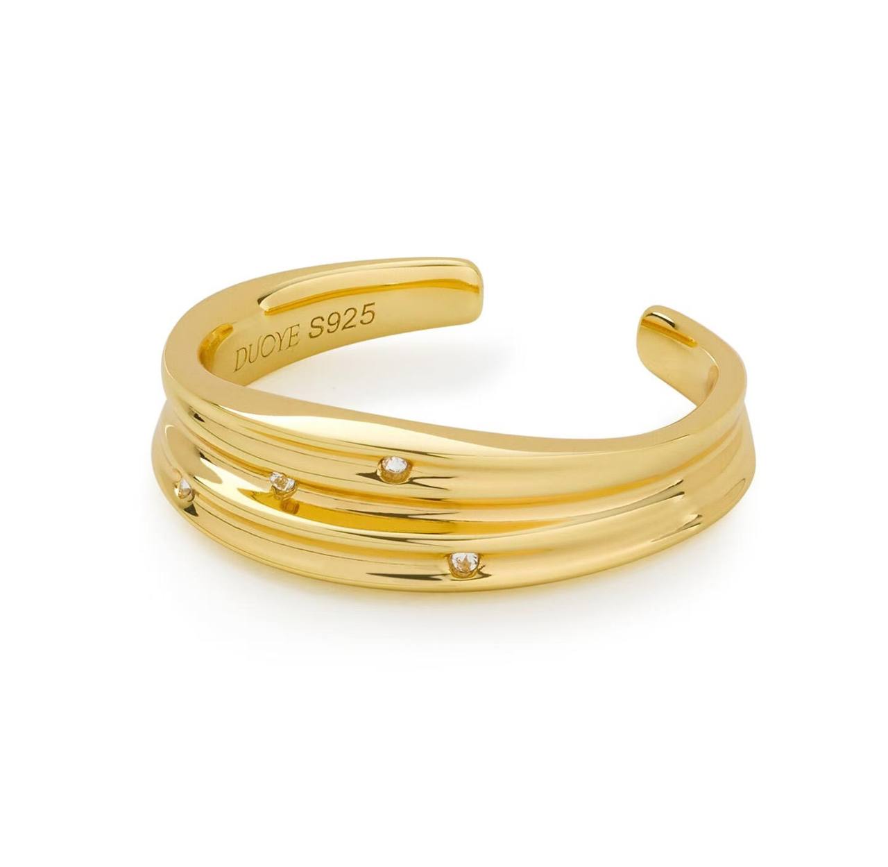 Iris Bangle | Classic yellow bakelite bangle with inlay and stones.